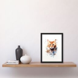 "Artery8 Wall Art Print Ginger Orange Cat Lovers Gift Watercolour Pet Portrait Painting Artwork Art Framed - Size: W12"" x H16""" - thumbnail 4
