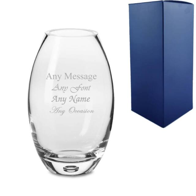 Uniqueful Personalised Engraved 15cm Handmade Barrel Bubble Base Vase in Clear - Size: 15 cm - image 1