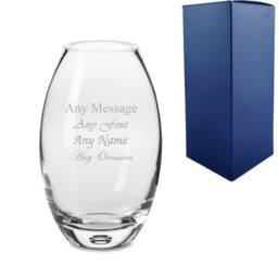 Uniqueful Personalised Engraved 15cm Handmade Barrel Bubble Base Vase in Clear - Size: 15 cm - thumbnail 3