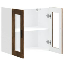 Berkfield Home Kitchen Wall Cabinet with Glass Door Porto Smoked Oak in Brown - thumbnail 6