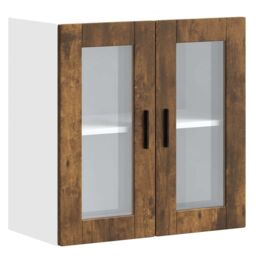Berkfield Home Kitchen Wall Cabinet with Glass Door Porto Smoked Oak in Brown - thumbnail 2