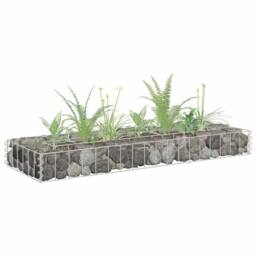 Berkfield Home Gabion Raised Bed Galvanised Steel 90x30x10 cm in Silver - Size: 90 x 30 x 10 cm - thumbnail 2