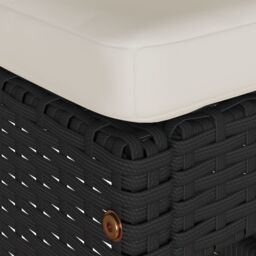 Berkfield Home Garden Bar Stools with Cushions 2 pcs Black Poly Rattan - thumbnail 7