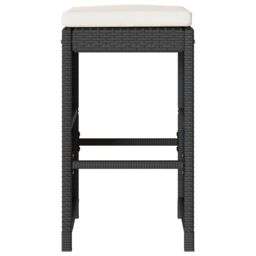 Berkfield Home Garden Bar Stools with Cushions 2 pcs Black Poly Rattan - thumbnail 4