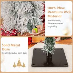 Gymax 3ft 4ft 5ft Pre-lit Christmas Tree Set 3 PCS Snow Flocked Xmas Tree in Green - thumbnail 8