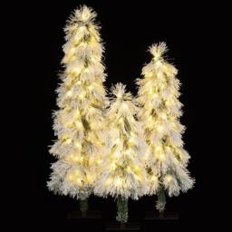 Gymax 3ft 4ft 5ft Pre-lit Christmas Tree Set 3 PCS Snow Flocked Xmas Tree in Green - thumbnail 3
