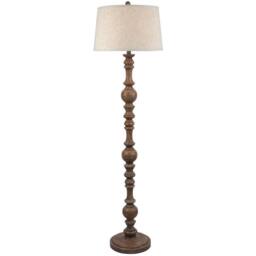 Lemon Pavilion Furniture and Decor Seraphia Floor Lamp with Edged Linen Shade - L41 x W41 x H154 cm Brown