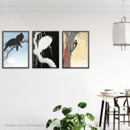 Artery8 Set of 3 Ohara Koson Birds Japanese Nature Beige Blue Art Prints - Size: A3 - thumbnail 3