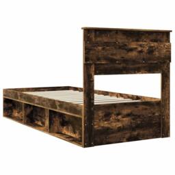 Berkfield Home Bed Frame with Storage Smoked Oak 100 x 200 cm Solid Pine Wood in Brown - thumbnail 9