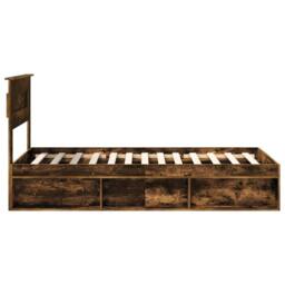 Berkfield Home Bed Frame with Storage Smoked Oak 100 x 200 cm Solid Pine Wood in Brown - thumbnail 8
