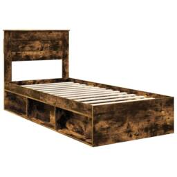 Berkfield Home Bed Frame with Storage Smoked Oak 100 x 200 cm Solid Pine Wood in Brown - thumbnail 4
