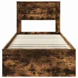 Berkfield Home Bed Frame with Storage Smoked Oak 100 x 200 cm Solid Pine Wood in Brown - thumbnail 7