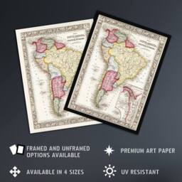 "Artery8 South America Political Divisions Map Mitchell Wall Art Poster Print - Size: W12"" x H16""" - thumbnail 2