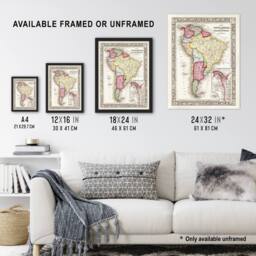 "Artery8 South America Political Divisions Map Mitchell Wall Art Poster Print - Size: W12"" x H16""" - thumbnail 3