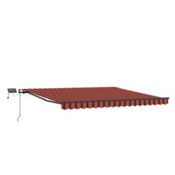 Berkfield Home Manual Retractable Awning with LED Orange & Brown 450x300 cm