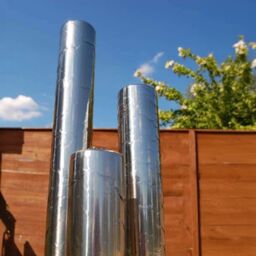 Primrose Extra Large Water Feature Three Tier Tubes with Lights Outdoor 167cm in Metallic Silver - thumbnail 3