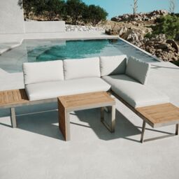Modish Furnishing Beige Aluminium 4 Seater Modular Corner Sofa Chaise Garden Set - thumbnail 7