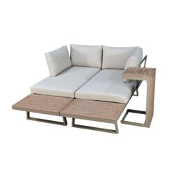Modish Furnishing Beige Aluminium 4 Seater Modular Corner Sofa Chaise Garden Set - thumbnail 9