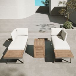 Modish Furnishing Beige Aluminium 4 Seater Modular Corner Sofa Chaise Garden Set - thumbnail 8