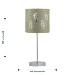 First Choice Lighting Set of 2 Chrome Stick Table Lamps with Sage Green Fern Shades in Silver - thumbnail 5
