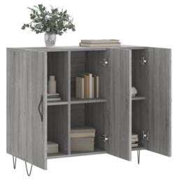 Berkfield Home Sideboard Grey Sonoma 90x34x80 cm Engineered Wood - Size: 90 x 34 x 80 cm - thumbnail 4