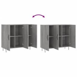 Berkfield Home Sideboard Grey Sonoma 90x34x80 cm Engineered Wood - Size: 90 x 34 x 80 cm - thumbnail 9