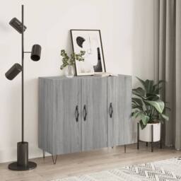Berkfield Home Sideboard Grey Sonoma 90x34x80 cm Engineered Wood - Size: 90 x 34 x 80 cm - thumbnail 2