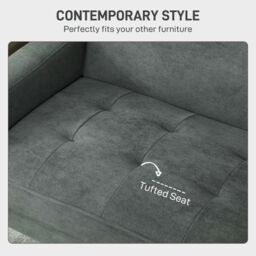 HOMCOM 2 Seater Sofa, Velvet Upholstered Loveseat for Small Space in Grey - thumbnail 5