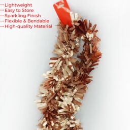 Neel Blue Christmas Shiny Metallic Chunky Tinsel Garland, 6.5ft in Bronze - thumbnail 3