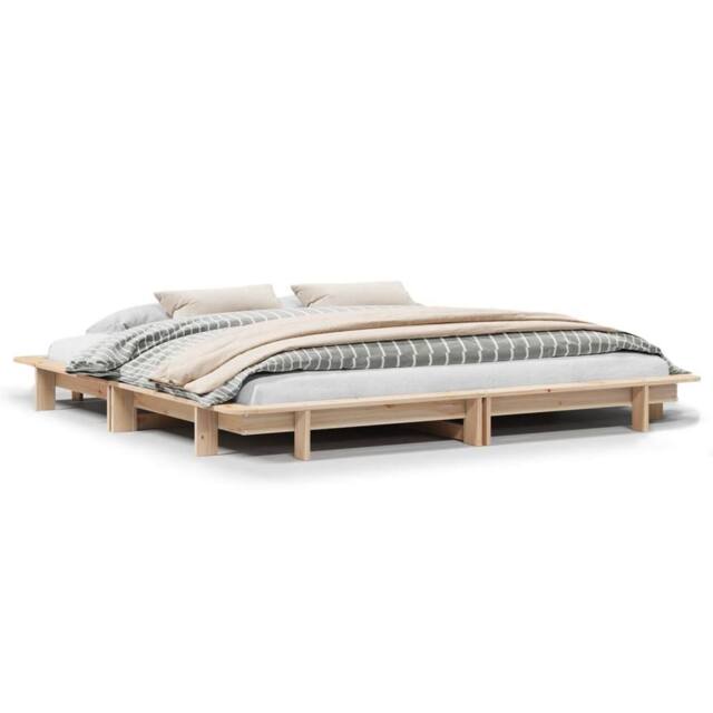 Berkfield Home Bed Frame without Mattress 180x200 cm Super King Solid Wood Pine in Light Brown - image 1