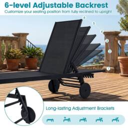 EONLION Patio Chaise Lounge Chair Set of 2 in Black - Size: 100 cm - thumbnail 3