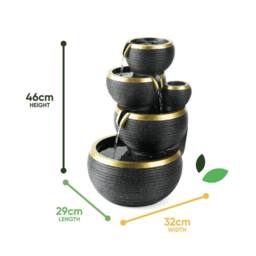 Gardenwize Solar Midnight Gold 4-Tier Ripplefall Water Feature in Black - thumbnail 2