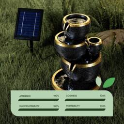 Gardenwize Solar Midnight Gold 4-Tier Ripplefall Water Feature in Black - thumbnail 6
