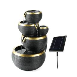 Gardenwize Solar Midnight Gold 4-Tier Ripplefall Water Feature in Black - thumbnail 1