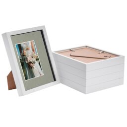 "Nicola Spring 3D Box Photo Frames - 8 x 10"" with 4 x 6"" Mount - Black Mount - Pack of 5 in White" - thumbnail 1