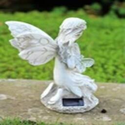 EONLION Garden Ornament Cherub Fairy Angel Home Decor Figurine Statue in White - thumbnail 2