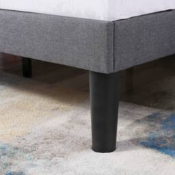 ModernLuxe Linen upholstered single bed with winged headboard & wood slats in Grey - thumbnail 7