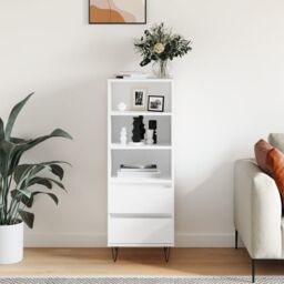 Berkfield Home Highboard White 40x36x110 cm Engineered Wood - Size: 40 x 36 x 110 cm - thumbnail 1