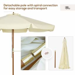 OUTSUNNY 3.3(m) Garden Parasol Umbrella Outdoor Sun Shade Canopy with 8 Ribs Beige - thumbnail 4