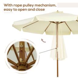 OUTSUNNY 3.3(m) Garden Parasol Umbrella Outdoor Sun Shade Canopy with 8 Ribs Beige - thumbnail 5