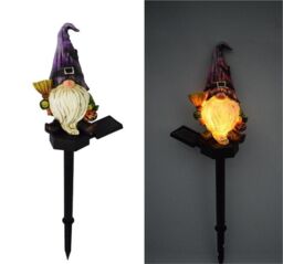 Leaper Solar Garden Cartoon Resin Dwarf Genie Lights in Purple - thumbnail 4