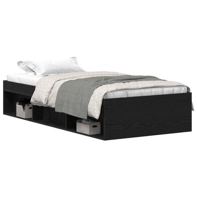 Berkfield Home Bed Frame without Mattress Black Oak 100x200 cm Engineered Wood - image 1
