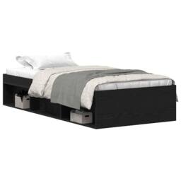 Berkfield Home Bed Frame without Mattress Black Oak 100x200 cm Engineered Wood - thumbnail 1