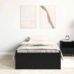 Berkfield Home Bed Frame without Mattress Black Oak 100x200 cm Engineered Wood - thumbnail 3