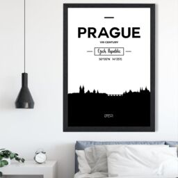 ARTZE Prague Black & White City Skyline Framed Print SIZE: A2 with Black Frame - Size: A4 - thumbnail 2