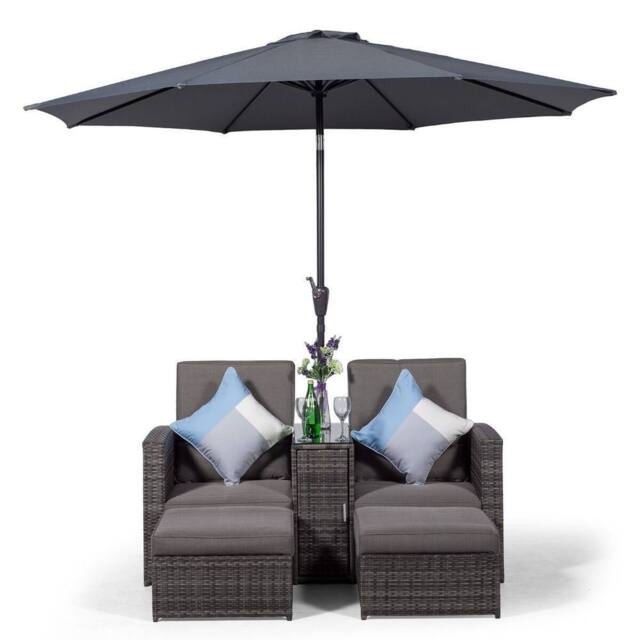 Thats Furniture Giardino Nevada Double Reclining Rattan Sun Loungers Set in Grey - image 1