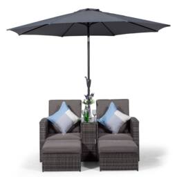 Thats Furniture Giardino Nevada Double Reclining Rattan Sun Loungers Set in Grey - thumbnail 1