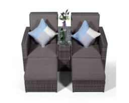 Thats Furniture Giardino Nevada Double Reclining Rattan Sun Loungers Set in Grey - thumbnail 6