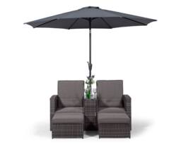 Thats Furniture Giardino Nevada Double Reclining Rattan Sun Loungers Set in Grey - thumbnail 3