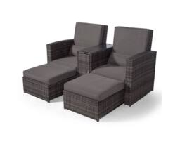 Thats Furniture Giardino Nevada Double Reclining Rattan Sun Loungers Set in Grey - thumbnail 5